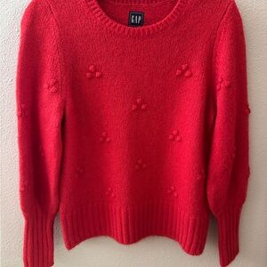 GAP Red Crew Neck Sweater Vibrant Knit